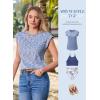 imageSHEWIN Summer Tops for Women Casual Crew Neck Waffle Knit Cap Sleeve Shirts Loose Fit Blouses TopBlack