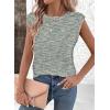 imageSHEWIN Summer Tops for Women Casual Crew Neck Waffle Knit Cap Sleeve Shirts Loose Fit Blouses TopMist Green