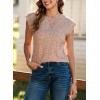 imageSHEWIN Summer Tops for Women Casual Crew Neck Waffle Knit Cap Sleeve Shirts Loose Fit Blouses TopMulticolour
