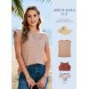 imageSHEWIN Summer Tops for Women Casual Crew Neck Waffle Knit Cap Sleeve Shirts Loose Fit Blouses TopMulticolour