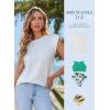 imageSHEWIN Summer Tops for Women Casual Crew Neck Waffle Knit Cap Sleeve Shirts Loose Fit Blouses TopWhite