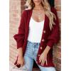 imageSHEWIN Womens Oversized Open Front Cardigan Sweaters Long Lantern Sleeve Button Knit Chunky Sweater Outerwear CoatsBiking Red