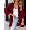 imageSHEWIN Womens Oversized Open Front Cardigan Sweaters Long Lantern Sleeve Button Knit Chunky Sweater Outerwear CoatsBiking Red