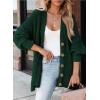 imageSHEWIN Womens Oversized Open Front Cardigan Sweaters Long Lantern Sleeve Button Knit Chunky Sweater Outerwear CoatsBlackish Green