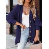 imageSHEWIN Womens Oversized Open Front Cardigan Sweaters Long Lantern Sleeve Button Knit Chunky Sweater Outerwear CoatsNavy Blue