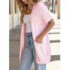 imageSHEWIN Womens Short Sleeve Summer Cardigan Sweaters Lightweight Open Front Pleated Cover Ups Beach Vacation Clothes for WomenA Light Pink