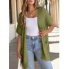 imageSHEWIN Womens Short Sleeve Summer Cardigan Sweaters Lightweight Open Front Pleated Cover Ups Beach Vacation Clothes for WomenB Guacamole Green