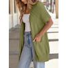 imageSHEWIN Womens Short Sleeve Summer Cardigan Sweaters Lightweight Open Front Pleated Cover Ups Beach Vacation Clothes for WomenB Guacamole Green