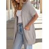 imageSHEWIN Womens Short Sleeve Summer Cardigan Sweaters Lightweight Open Front Pleated Cover Ups Beach Vacation Clothes for WomenB Light Grey