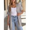 imageSHEWIN Womens Short Sleeve Summer Cardigan Sweaters Lightweight Open Front Pleated Cover Ups Beach Vacation Clothes for WomenB Light Grey