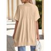 imageSHEWIN Womens Short Sleeve Summer Cardigan Sweaters Lightweight Open Front Pleated Cover Ups Beach Vacation Clothes for WomenB Oatmeal