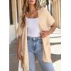 imageSHEWIN Womens Short Sleeve Summer Cardigan Sweaters Lightweight Open Front Pleated Cover Ups Beach Vacation Clothes for WomenB Oatmeal