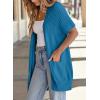 imageSHEWIN Womens Short Sleeve Summer Cardigan Sweaters Lightweight Open Front Pleated Cover Ups Beach Vacation Clothes for WomenB Sail Blue