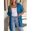 imageSHEWIN Womens Short Sleeve Summer Cardigan Sweaters Lightweight Open Front Pleated Cover Ups Beach Vacation Clothes for WomenB Sail Blue