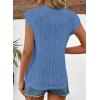 imageSHEWIN Womens Summer Tops Casual Crewneck Cap Sleeve Shirts Lightweight Crochet Knit Texture Tank Top BlousesDark Blue