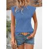 imageSHEWIN Womens Summer Tops Casual Crewneck Cap Sleeve Shirts Lightweight Crochet Knit Texture Tank Top BlousesDark Blue