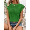 imageSHEWIN Womens Summer Tops Casual Crewneck Cap Sleeve Shirts Lightweight Crochet Knit Texture Tank Top BlousesDark Green