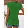 imageSHEWIN Womens Summer Tops Casual Crewneck Cap Sleeve Shirts Lightweight Crochet Knit Texture Tank Top BlousesDark Green