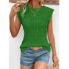 imageSHEWIN Womens Summer Tops Casual Crewneck Cap Sleeve Shirts Lightweight Crochet Knit Texture Tank Top BlousesDark Green