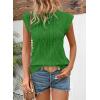imageSHEWIN Womens Summer Tops Casual Crewneck Cap Sleeve Shirts Lightweight Crochet Knit Texture Tank Top BlousesDark Green