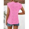 imageSHEWIN Womens Summer Tops Casual Crewneck Cap Sleeve Shirts Lightweight Crochet Knit Texture Tank Top BlousesDark Pink