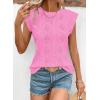 imageSHEWIN Womens Summer Tops Casual Crewneck Cap Sleeve Shirts Lightweight Crochet Knit Texture Tank Top BlousesDark Pink
