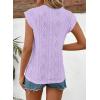 imageSHEWIN Womens Summer Tops Casual Crewneck Cap Sleeve Shirts Lightweight Crochet Knit Texture Tank Top BlousesPurple