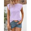 imageSHEWIN Womens Summer Tops Casual Crewneck Cap Sleeve Shirts Lightweight Crochet Knit Texture Tank Top BlousesPurple