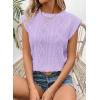 imageSHEWIN Womens Summer Tops Casual Crewneck Cap Sleeve Shirts Lightweight Crochet Knit Texture Tank Top BlousesPurple