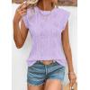 imageSHEWIN Womens Summer Tops Casual Crewneck Cap Sleeve Shirts Lightweight Crochet Knit Texture Tank Top BlousesPurple