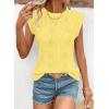 imageSHEWIN Womens Summer Tops Casual Crewneck Cap Sleeve Shirts Lightweight Crochet Knit Texture Tank Top BlousesYellow