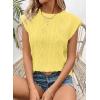imageSHEWIN Womens Summer Tops Casual Crewneck Cap Sleeve Shirts Lightweight Crochet Knit Texture Tank Top BlousesYellow