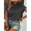 imageSHEWIN Womens Summer Tops Crewneck Short Sleeve T Shirts Casual Textured Work Shirt Loose BlousesDark Grey