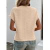 imageSHEWIN Womens Summer Tops Crewneck Short Sleeve T Shirts Casual Textured Work Shirt Loose BlousesV Apricot