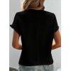 imageSHEWIN Womens Summer Tops Crewneck Short Sleeve T Shirts Casual Textured Work Shirt Loose BlousesV Black