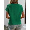 imageSHEWIN Womens Summer Tops Crewneck Short Sleeve T Shirts Casual Textured Work Shirt Loose BlousesV Green