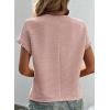 imageSHEWIN Womens Summer Tops Crewneck Short Sleeve T Shirts Casual Textured Work Shirt Loose BlousesV Pink