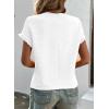 imageSHEWIN Womens Summer Tops Crewneck Short Sleeve T Shirts Casual Textured Work Shirt Loose BlousesV White