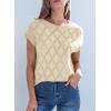imageSHEWIN Womens Tops Crewneck Cable Knit Short Sleeve Sweater Loose Lightweight Blouses Dressy Casual Pullover Sweaters TopApricot
