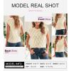 imageSHEWIN Womens Tops Crewneck Cable Knit Short Sleeve Sweater Loose Lightweight Blouses Dressy Casual Pullover Sweaters TopApricot