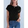 imageSHEWIN Womens Tops Crewneck Cable Knit Short Sleeve Sweater Loose Lightweight Blouses Dressy Casual Pullover Sweaters TopBlack