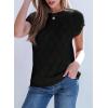 imageSHEWIN Womens Tops Crewneck Cable Knit Short Sleeve Sweater Loose Lightweight Blouses Dressy Casual Pullover Sweaters TopBlack