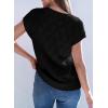 imageSHEWIN Womens Tops Crewneck Cable Knit Short Sleeve Sweater Loose Lightweight Blouses Dressy Casual Pullover Sweaters TopBlack