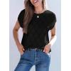 imageSHEWIN Womens Tops Crewneck Cable Knit Short Sleeve Sweater Loose Lightweight Blouses Dressy Casual Pullover Sweaters TopBlack