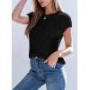 imageSHEWIN Womens Tops Crewneck Cable Knit Short Sleeve Sweater Loose Lightweight Blouses Dressy Casual Pullover Sweaters TopBlack