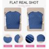 imageSHEWIN Womens Tops Crewneck Cable Knit Short Sleeve Sweater Loose Lightweight Blouses Dressy Casual Pullover Sweaters TopDark Blue