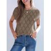 imageSHEWIN Womens Tops Crewneck Cable Knit Short Sleeve Sweater Loose Lightweight Blouses Dressy Casual Pullover Sweaters TopDark Brown
