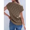 imageSHEWIN Womens Tops Crewneck Cable Knit Short Sleeve Sweater Loose Lightweight Blouses Dressy Casual Pullover Sweaters TopDark Brown
