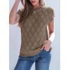 imageSHEWIN Womens Tops Crewneck Cable Knit Short Sleeve Sweater Loose Lightweight Blouses Dressy Casual Pullover Sweaters TopDark Brown