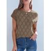 imageSHEWIN Womens Tops Crewneck Cable Knit Short Sleeve Sweater Loose Lightweight Blouses Dressy Casual Pullover Sweaters TopDark Brown